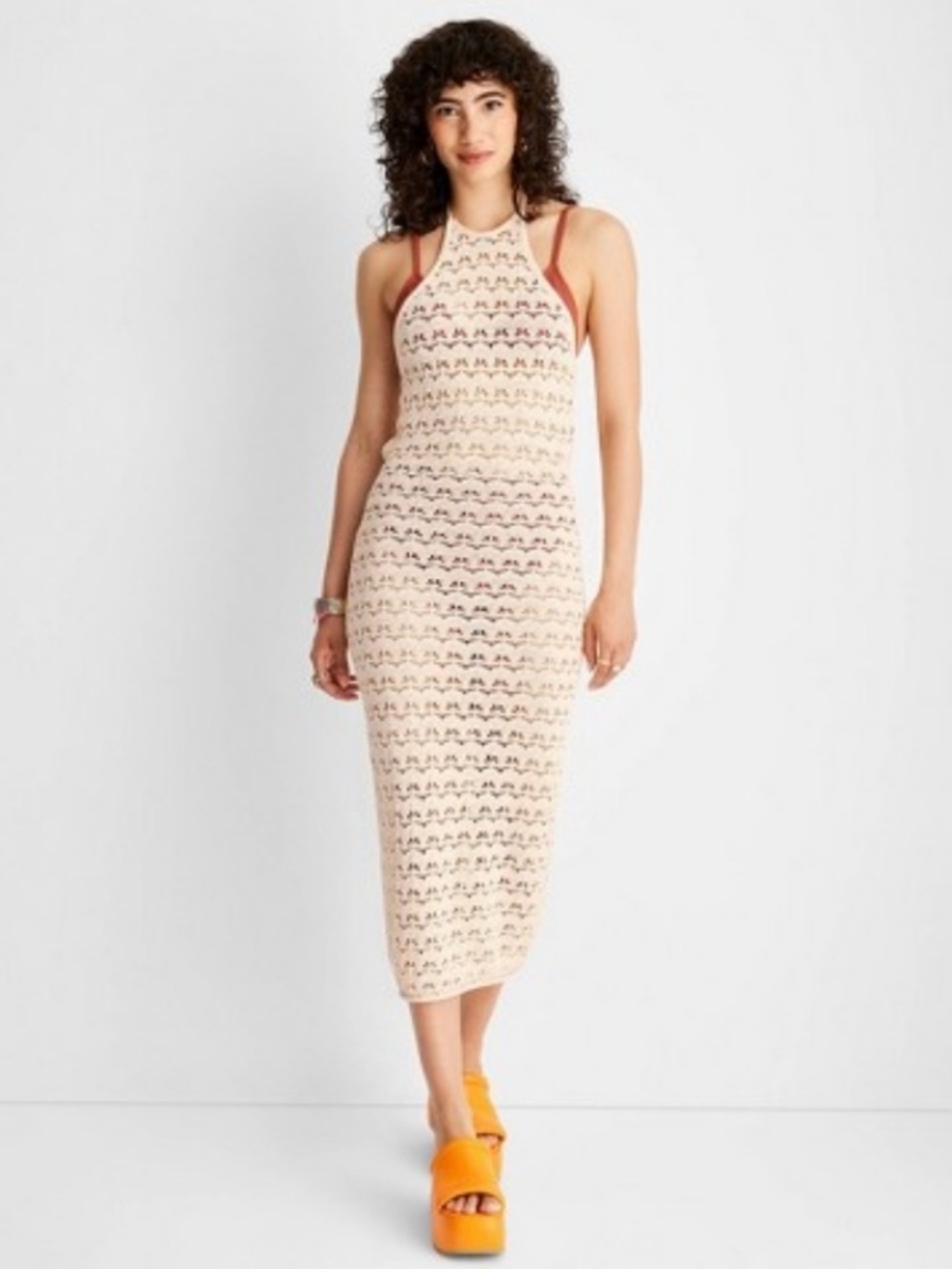 Future Collective x Alani Noelle Cream Knit Halter Midi Dress S